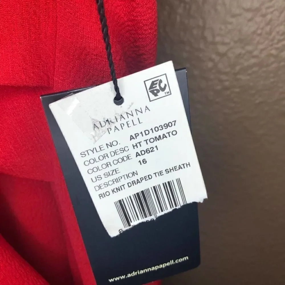 Adrianna Papell Plus Red Rio Knit Tie Sheath Dress
